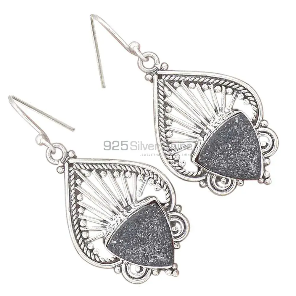 925 Sterling Silver Earrings In Genuine Druzy Gemstone 925SE2663_1