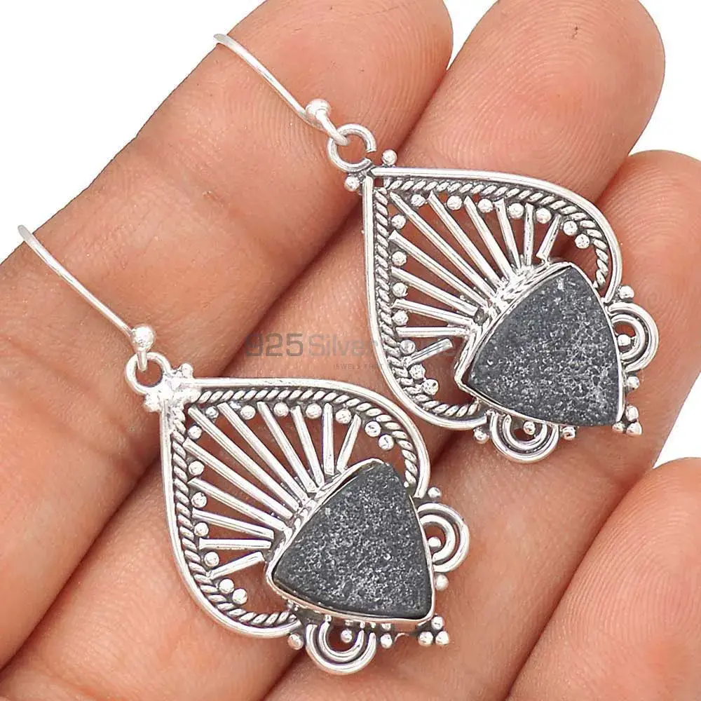 925 Sterling Silver Earrings In Genuine Druzy Gemstone 925SE2663_2