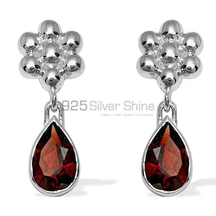 Wholesale 925 Sterling Silver Earrings In Genuine Garnet Gemstone 925SE1030