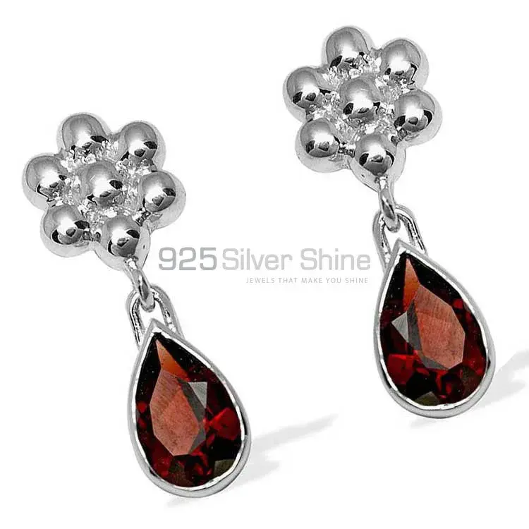 925 Sterling Silver Earrings In Genuine Garnet Gemstone 925SE1030_1