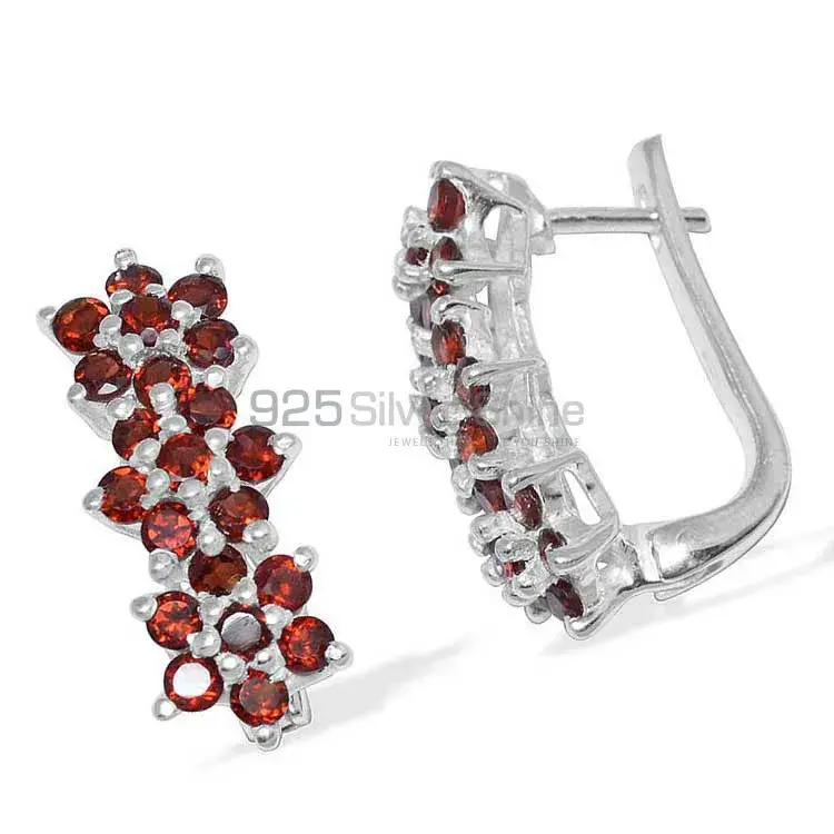 925 Sterling Silver Earrings In Genuine Garnet Gemstone 925SE872_0