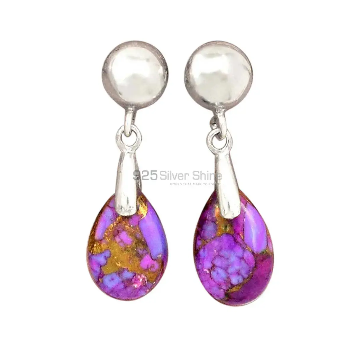 925 Sterling Silver Earrings In Genuine Mohave Purple Turquoise Gemstone 925SE2350_0