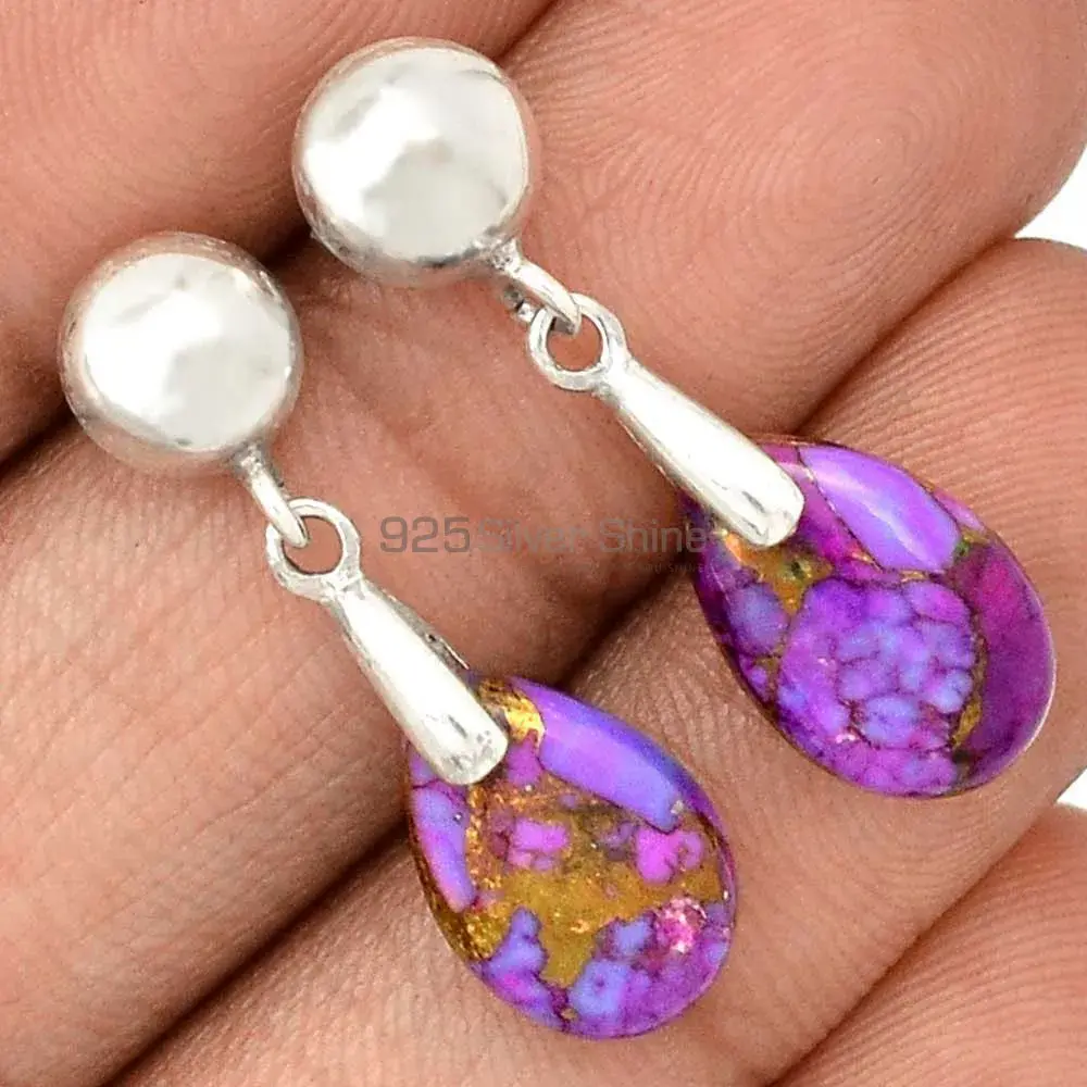 Wholesale 925 Sterling Silver Earrings In Genuine Mohave Purple Turquoise Gemstone 925SE2350_0