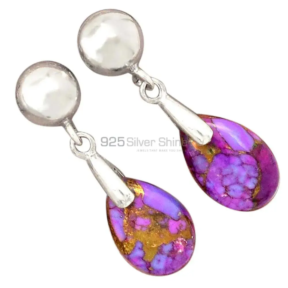 Wholesale 925 Sterling Silver Earrings In Genuine Mohave Purple Turquoise Gemstone 925SE2350_1
