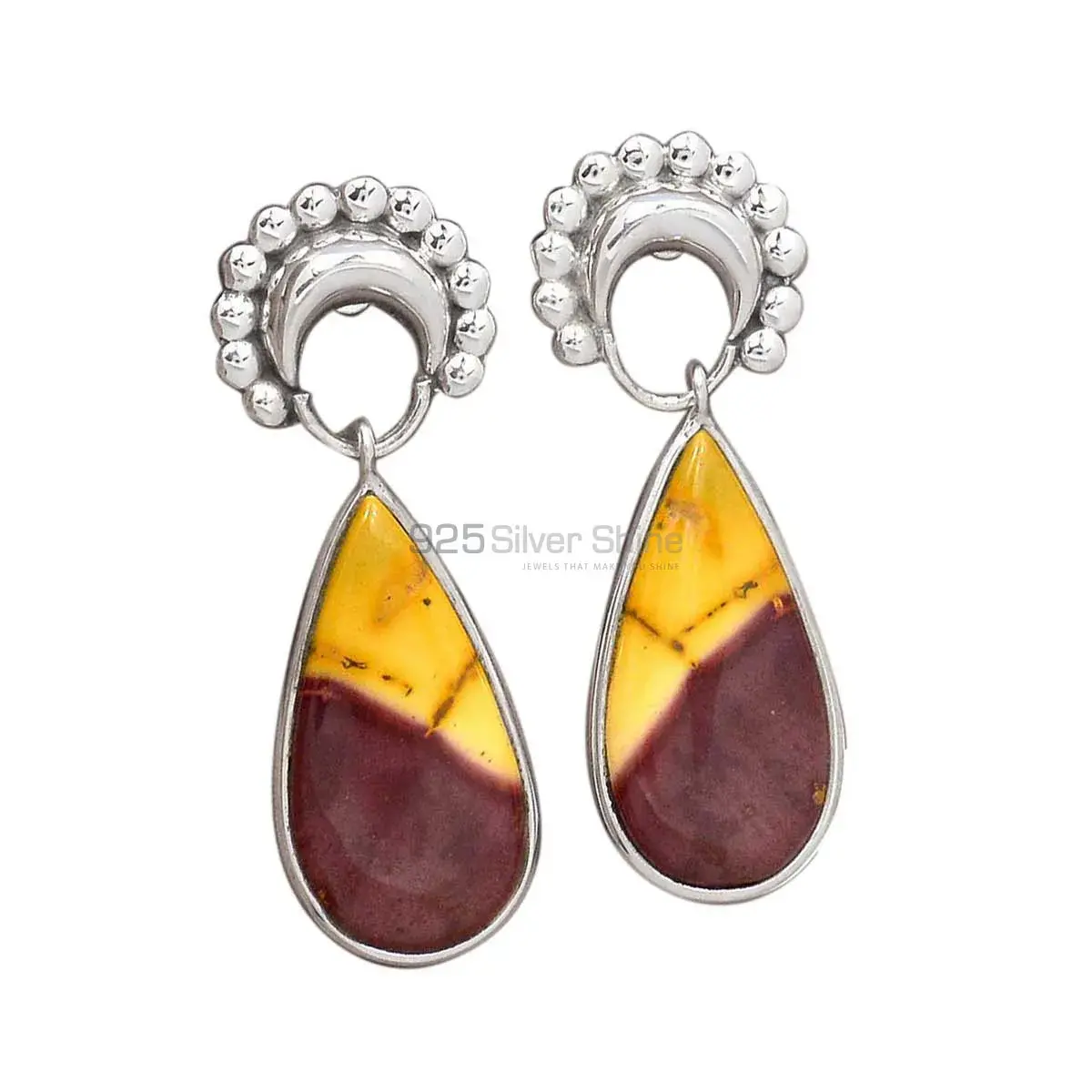 925 Sterling Silver Earrings In Genuine Mookaite Gemstone 925SE2192_0