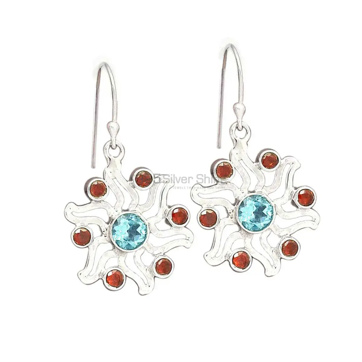 925 Sterling Silver Earrings In Genuine Multi Gemstone 925SE2034
