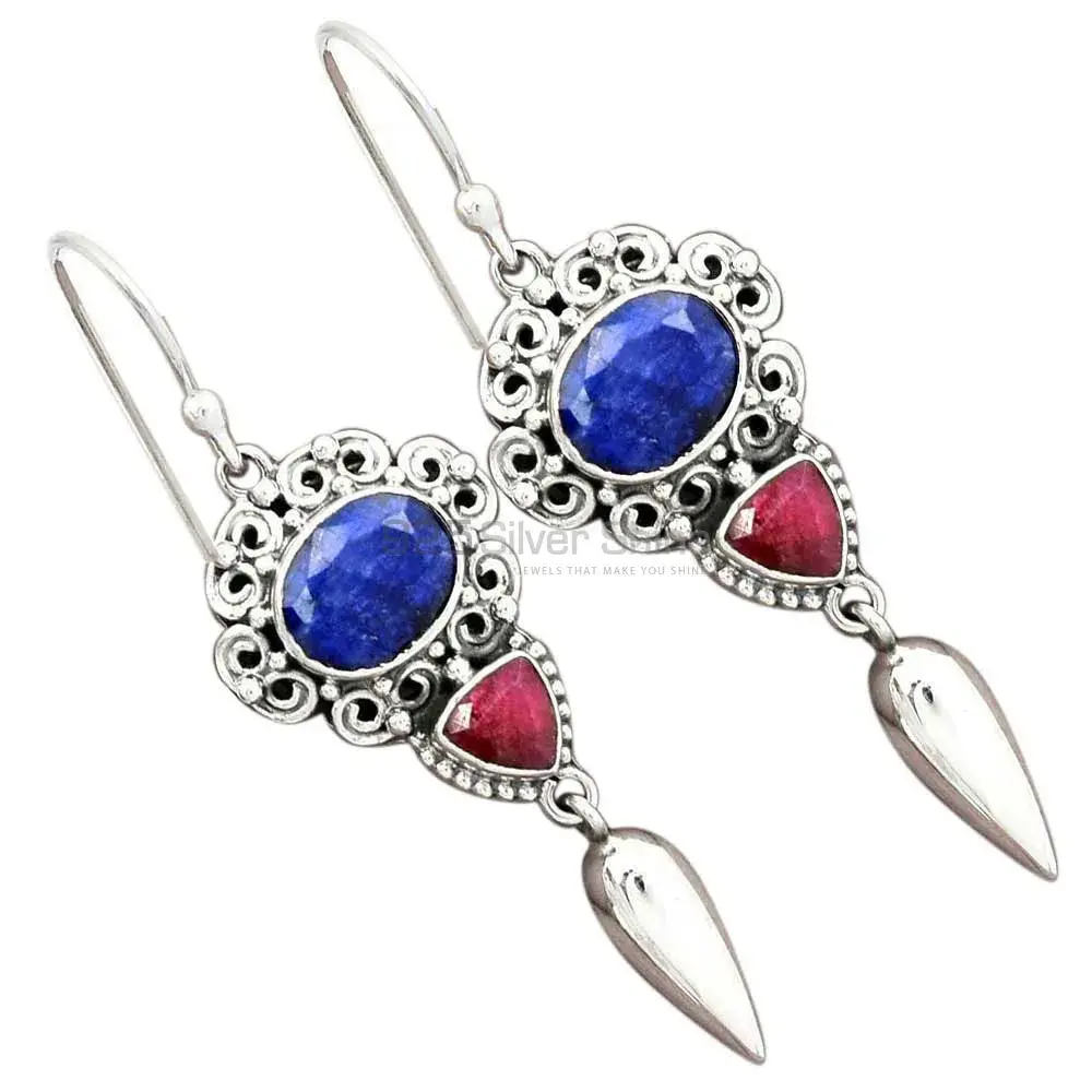 925 Sterling Silver Earrings In Genuine Multi Gemstone 925SE2429_2