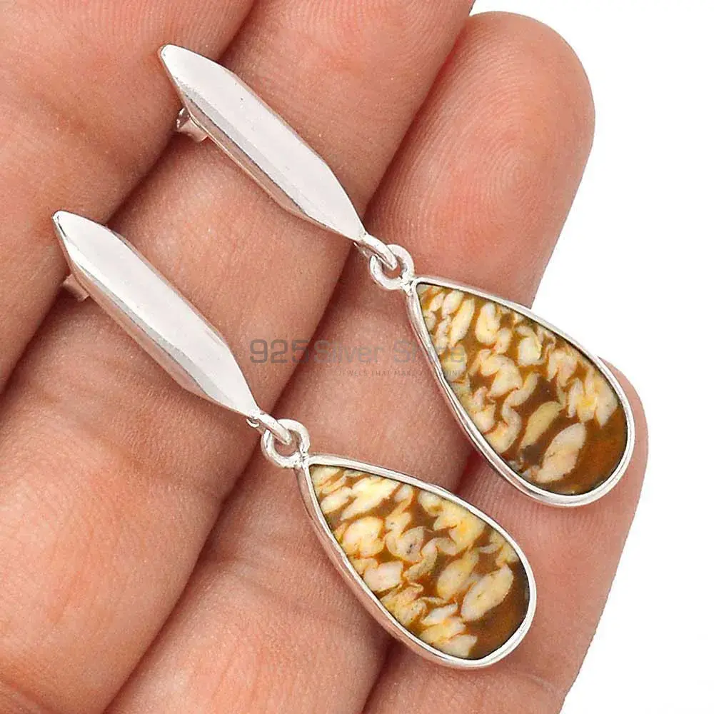 Wholesale 925 Sterling Silver Earrings In Genuine Peanut Jasper Gemstone 925SE2905_0