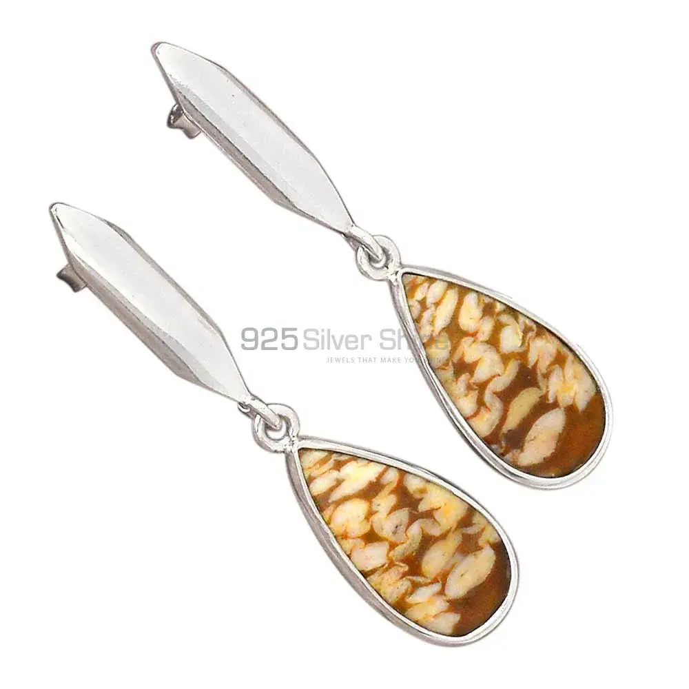 Wholesale 925 Sterling Silver Earrings In Genuine Peanut Jasper Gemstone 925SE2905_1