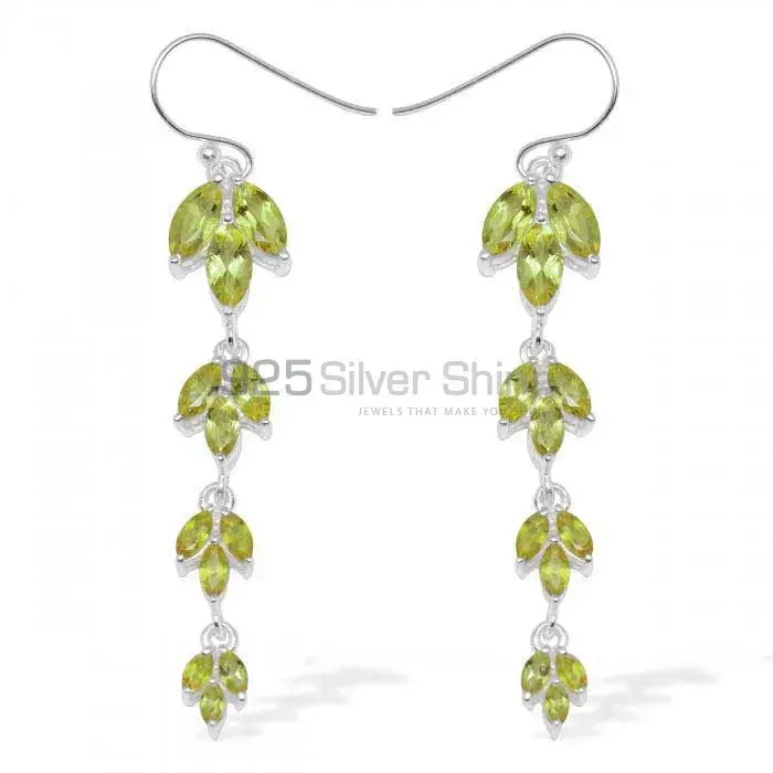 Wholesale 925 Sterling Silver Earrings In Genuine Peridot Gemstone 925SE951