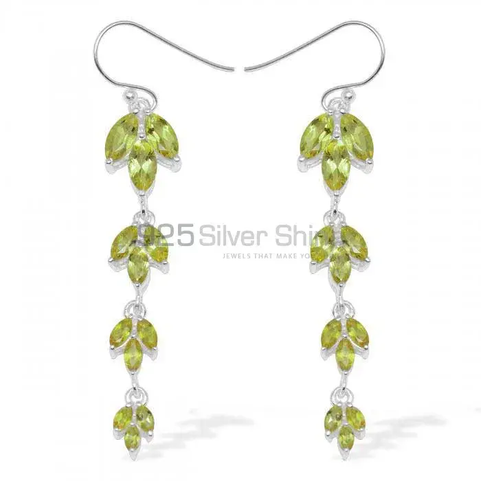 925 Sterling Silver Earrings In Genuine Peridot Gemstone 925SE951