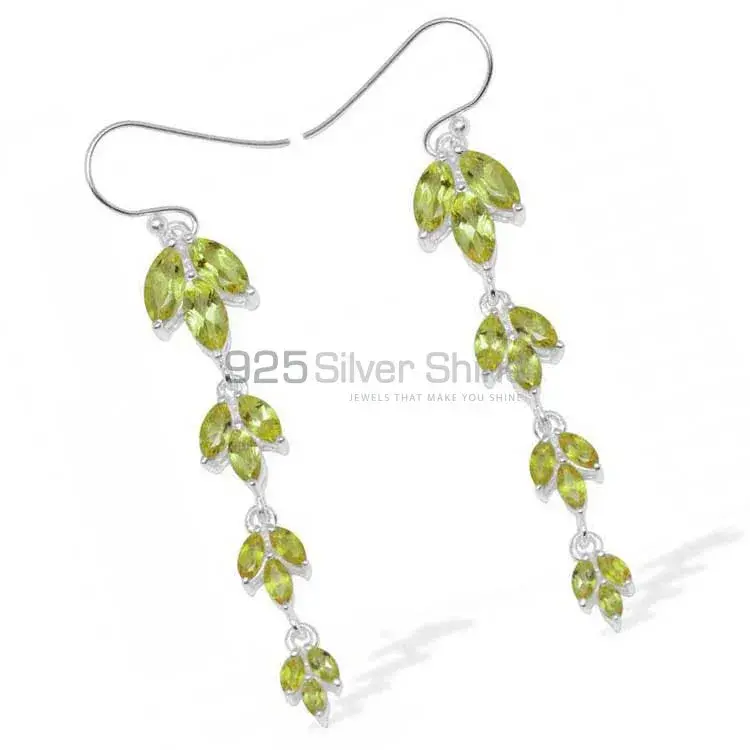 925 Sterling Silver Earrings In Genuine Peridot Gemstone 925SE951_0