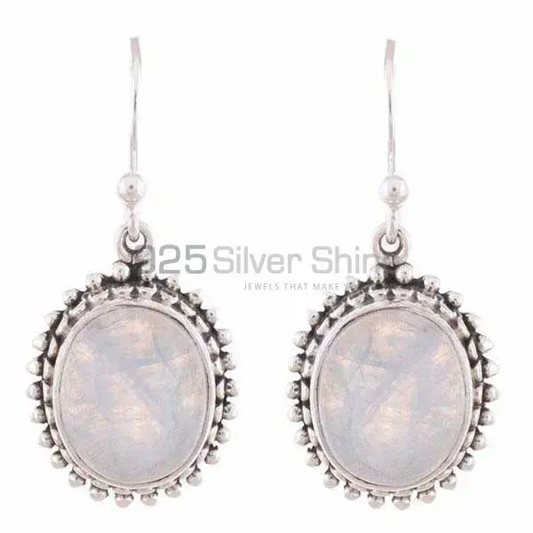 925 Sterling Silver Earrings In Genuine Rainbow Moonstone 925SE1179_0
