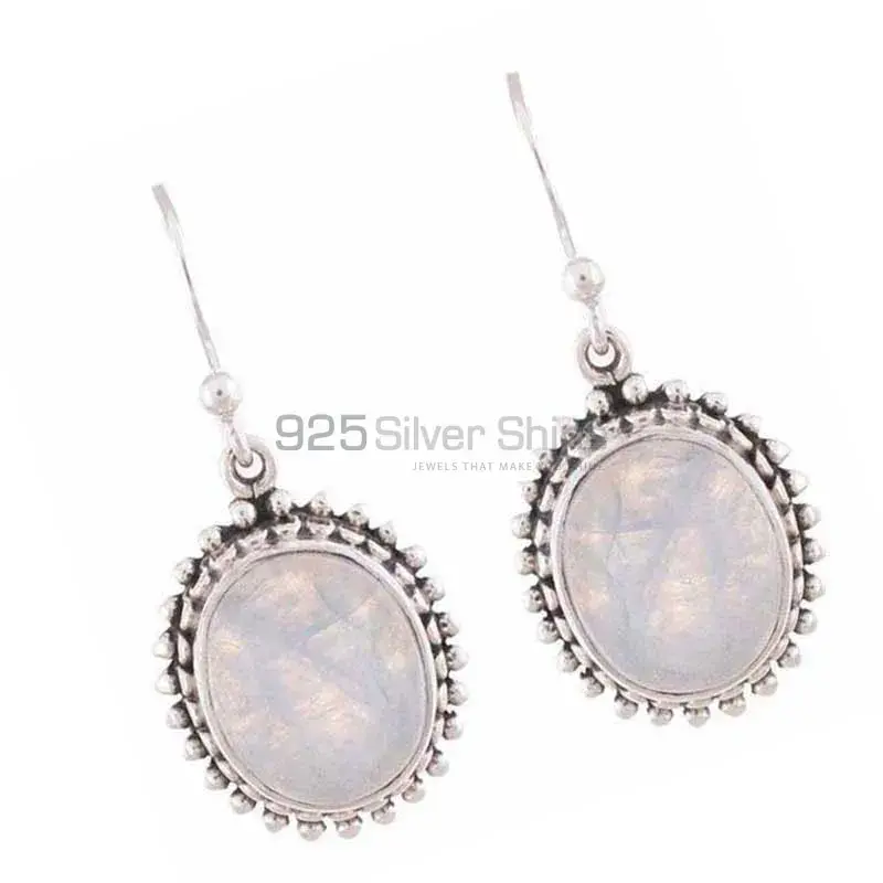 Wholesale 925 Sterling Silver Earrings In Genuine Rainbow Moonstone 925SE1179_0
