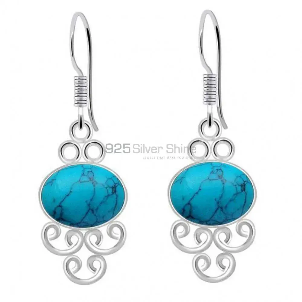 Wholesale 925 Sterling Silver Earrings In Genuine Turquoise Gemstone 925SE2012