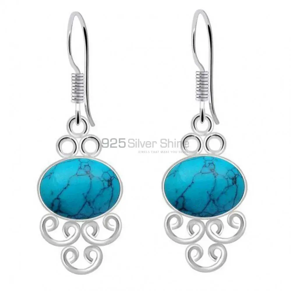 925 Sterling Silver Earrings In Genuine Turquoise Gemstone 925SE2012