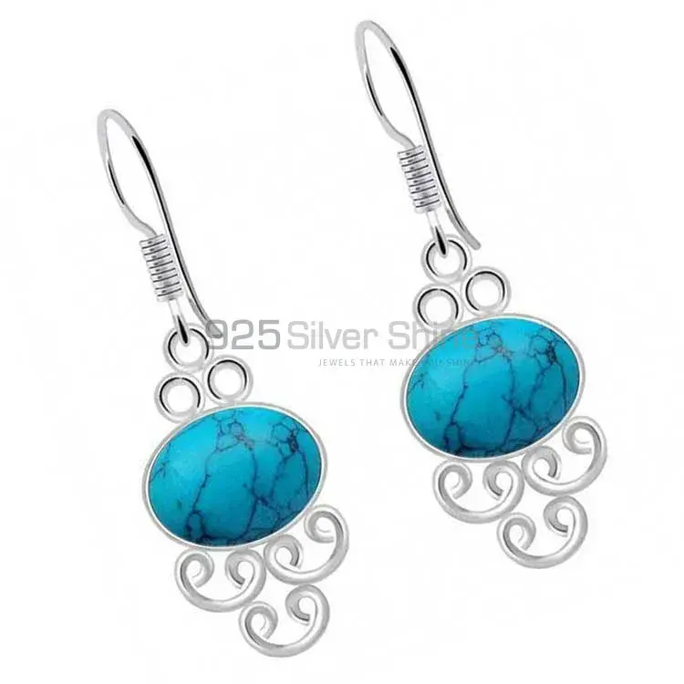 Wholesale 925 Sterling Silver Earrings In Genuine Turquoise Gemstone 925SE2012_0