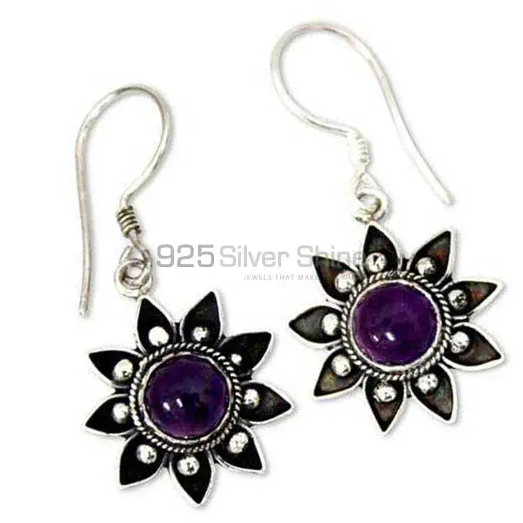 Wholesale 925 Sterling Silver Earrings In Natural Amethyst Gemstone 925SE2010_0