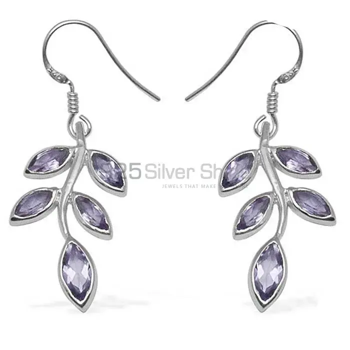 925 Sterling Silver Earrings In Natural Amethyst Gemstone 925SE712_0