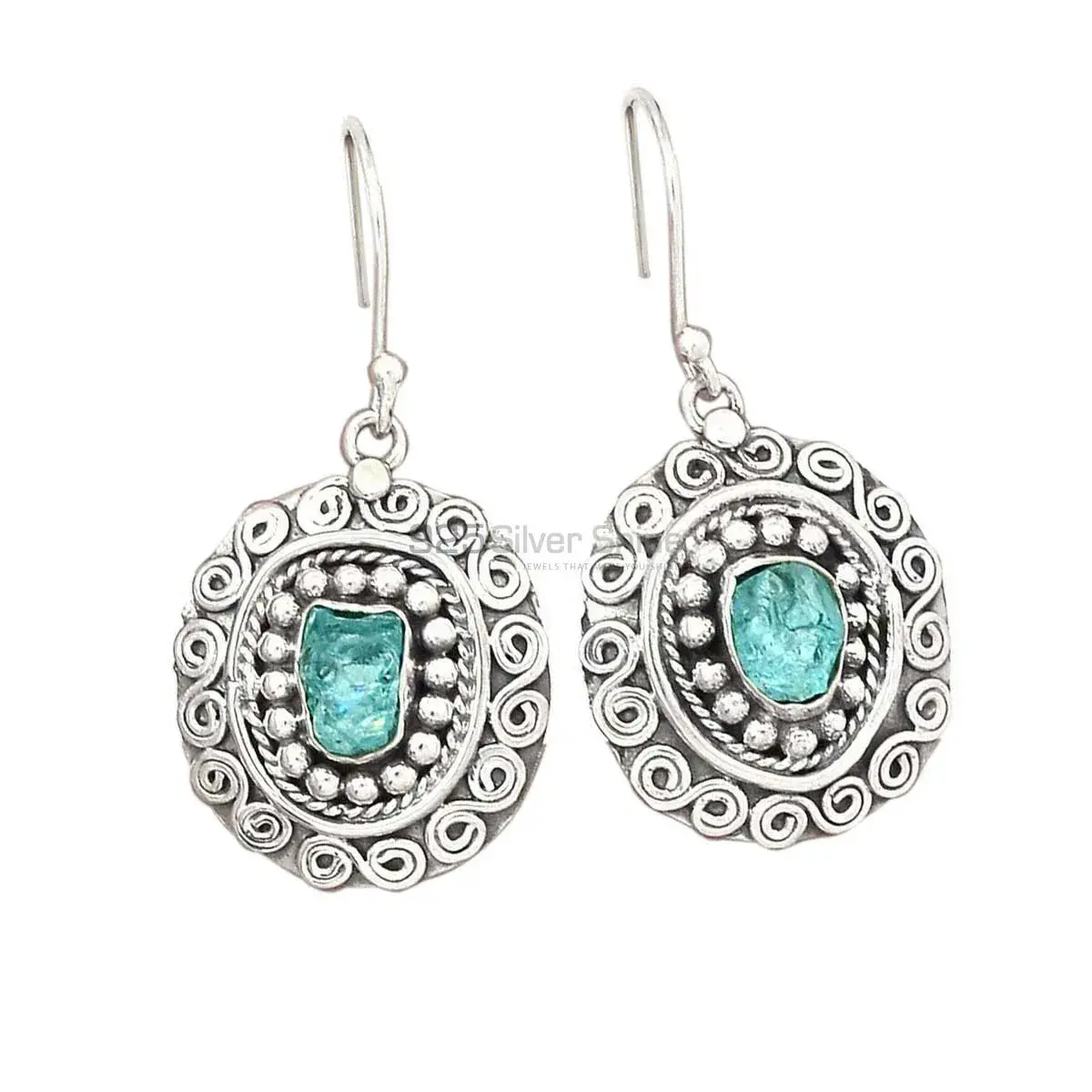 925 Sterling Silver Earrings In Natural Apatite Gemstone 925SE2982_0