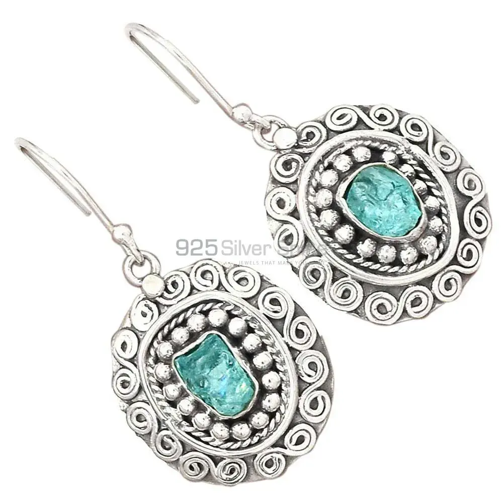 Wholesale 925 Sterling Silver Earrings In Natural Apatite Gemstone 925SE2982_1