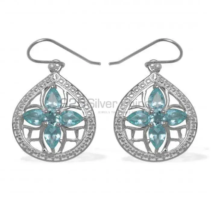 925 Sterling Silver Earrings In Natural Blue Topaz Gemstone 925SE949_0
