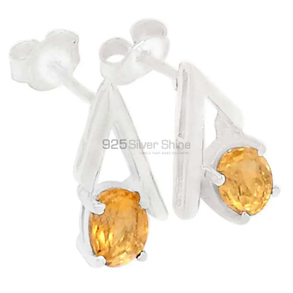 Wholesale 925 Sterling Silver Earrings In Natural Citrine Gemstone 925SE317