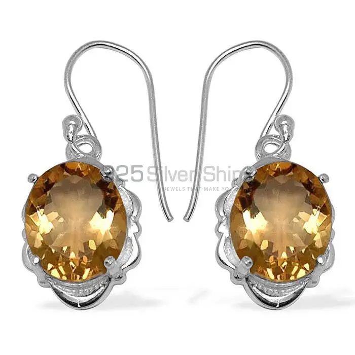 Wholesale 925 Sterling Silver Earrings In Natural Citrine Gemstone 925SE791