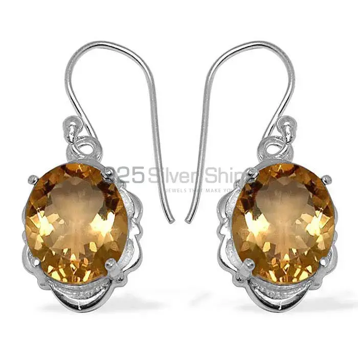 925 Sterling Silver Earrings In Natural Citrine Gemstone 925SE791_0