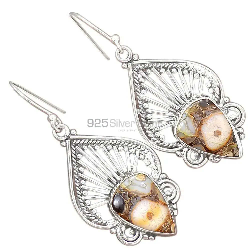 925 Sterling Silver Earrings In Natural Landscape Jasper Gemstone 925SE2661_1