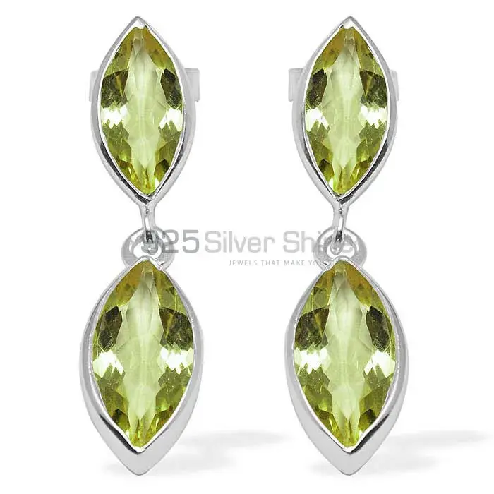 Wholesale 925 Sterling Silver Earrings In Natural Lemon Quartz Gemstone 925SE1107