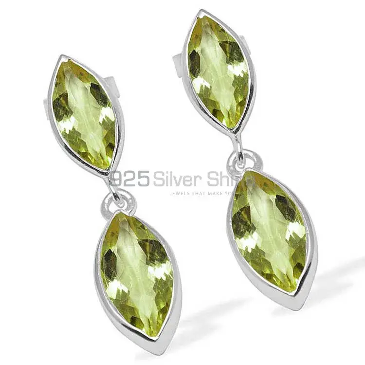 Wholesale 925 Sterling Silver Earrings In Natural Lemon Quartz Gemstone 925SE1107_0