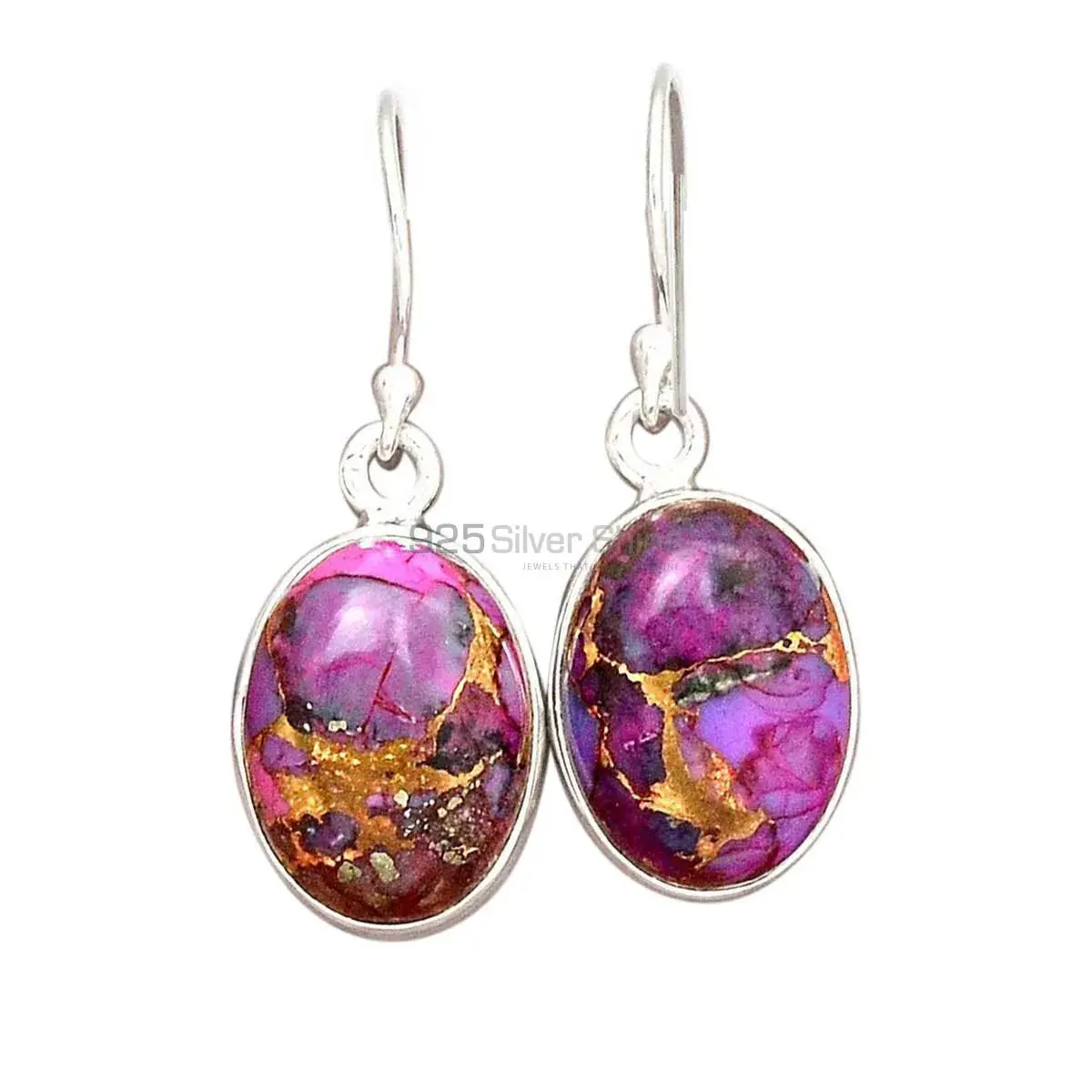 925 Sterling Silver Earrings In Natural Mohave Purple Turquoise Gemstone 925SE2348_0