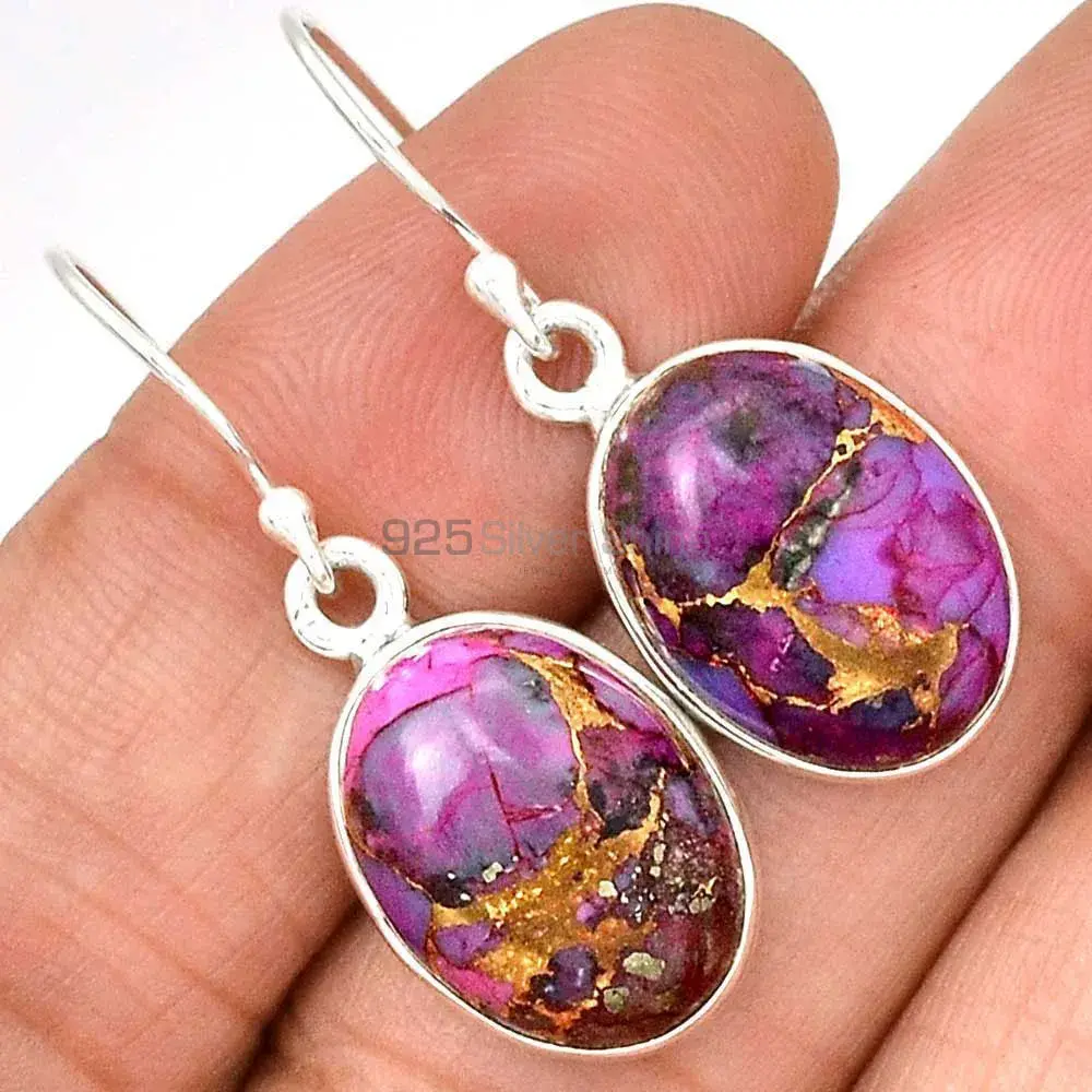 Wholesale 925 Sterling Silver Earrings In Natural Mohave Purple Turquoise Gemstone 925SE2348_0