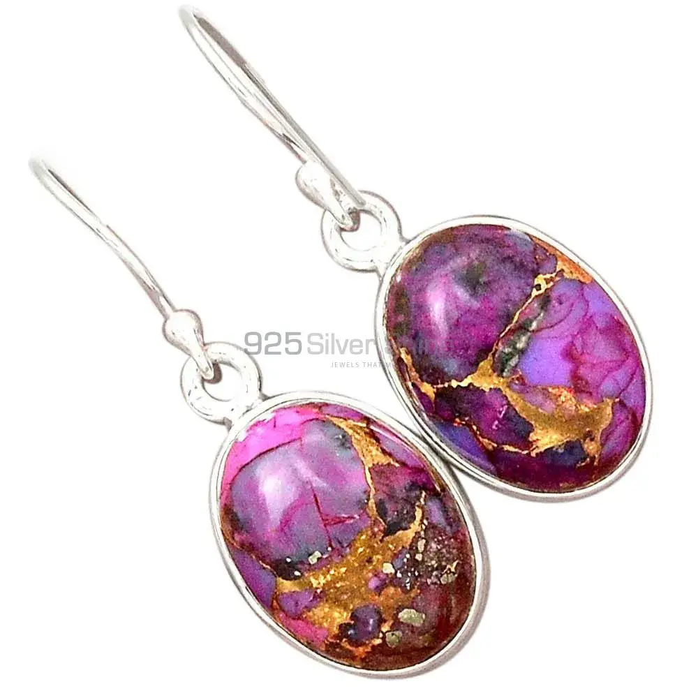 Wholesale 925 Sterling Silver Earrings In Natural Mohave Purple Turquoise Gemstone 925SE2348_1
