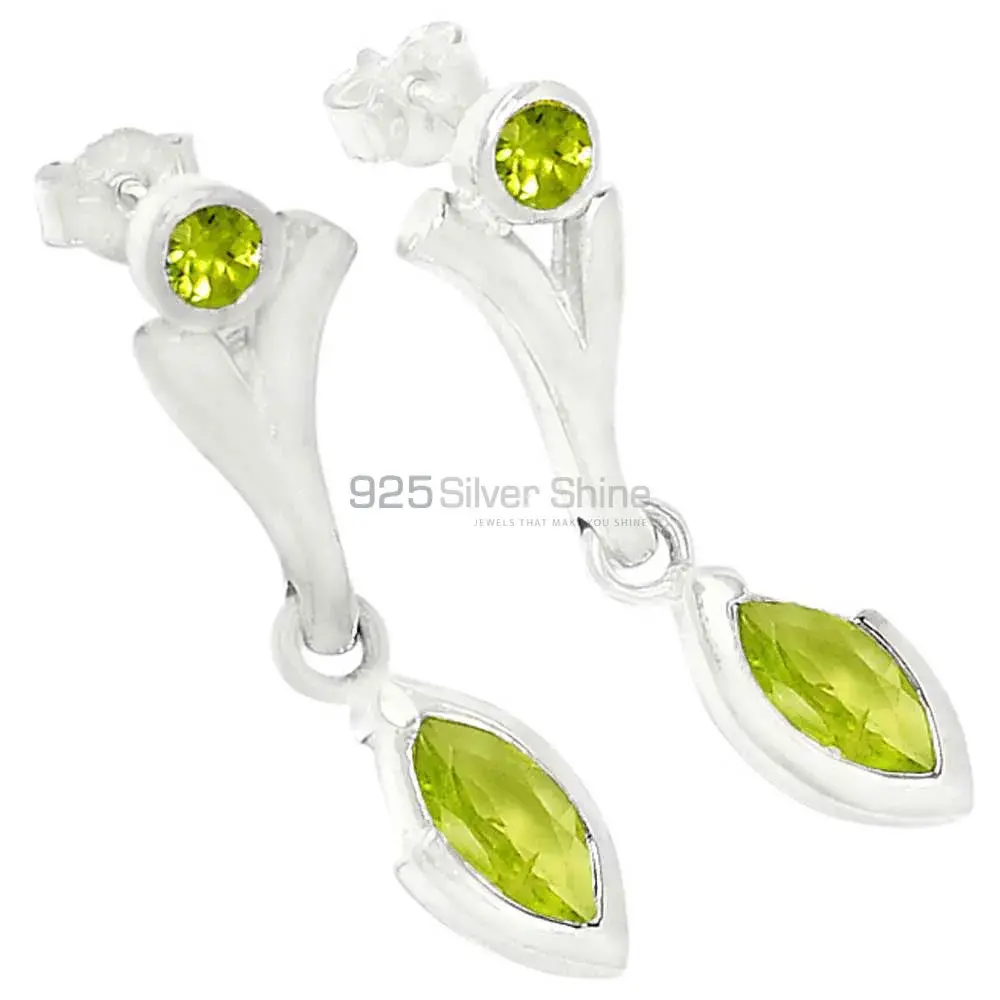 925 Sterling Silver Earrings In Natural Peridot Gemstone 925SE633_0