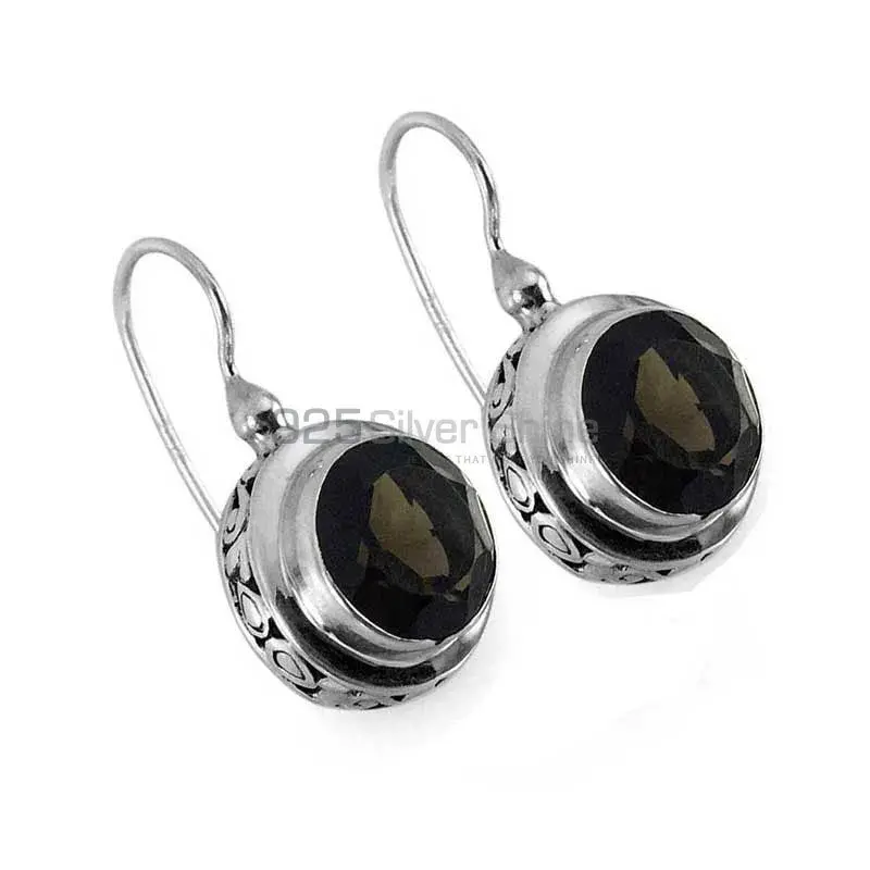 Wholesale 925 Sterling Silver Earrings In Natural Smoky Quartz Gemstone 925SE1335_0