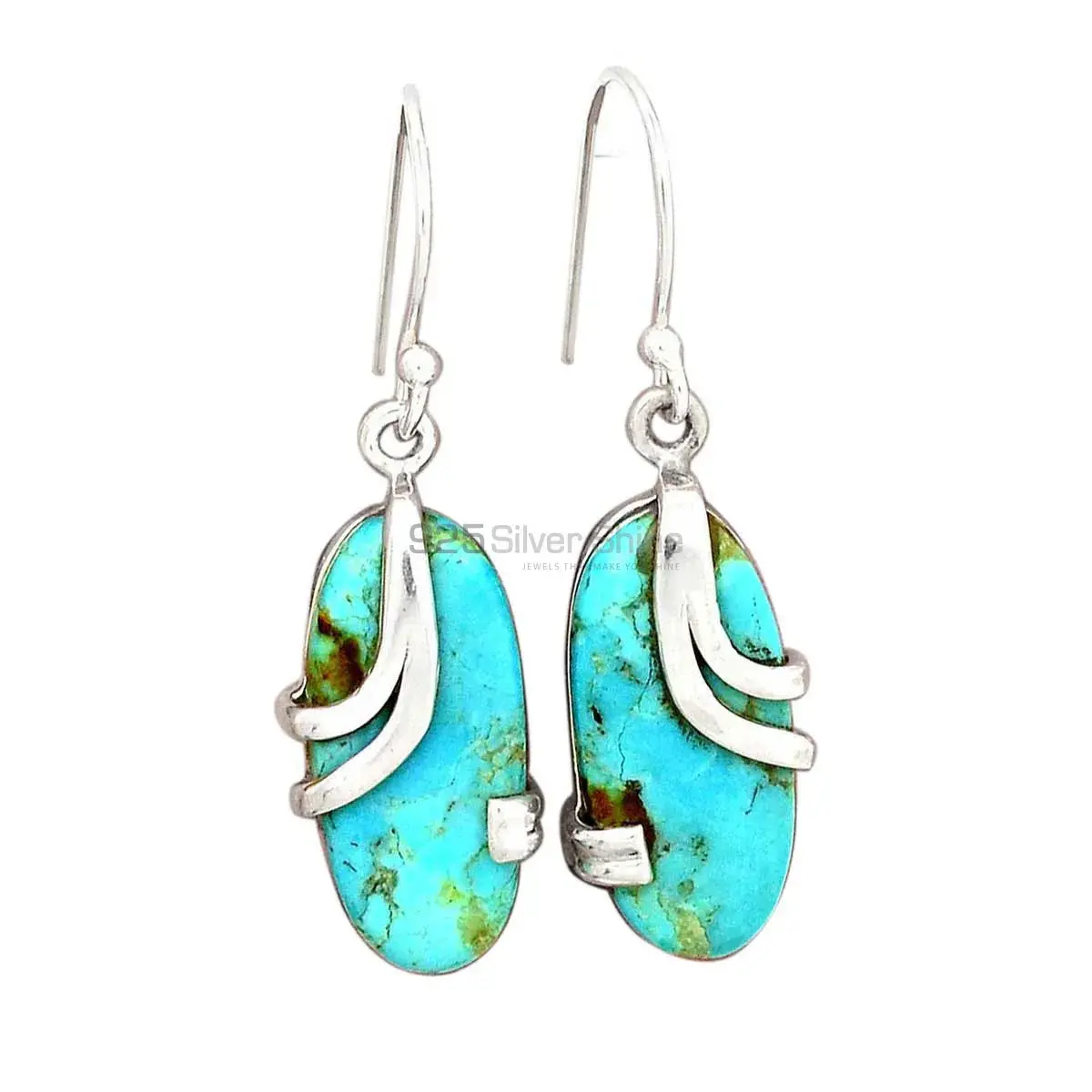 Wholesale 925 Sterling Silver Earrings In Natural Turquoise Gemstone 925SE2111