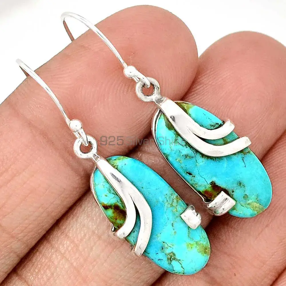 Wholesale 925 Sterling Silver Earrings In Natural Turquoise Gemstone 925SE2111_0