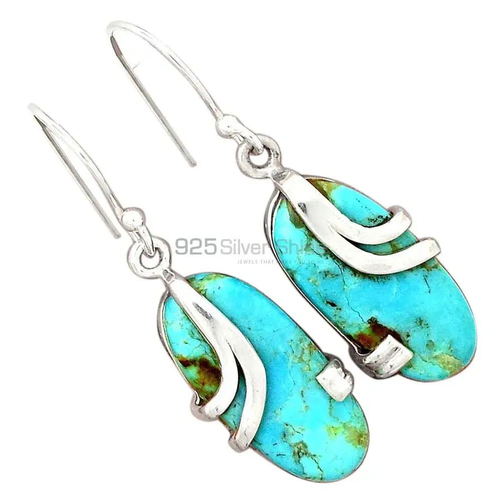 Wholesale 925 Sterling Silver Earrings In Natural Turquoise Gemstone 925SE2111_1