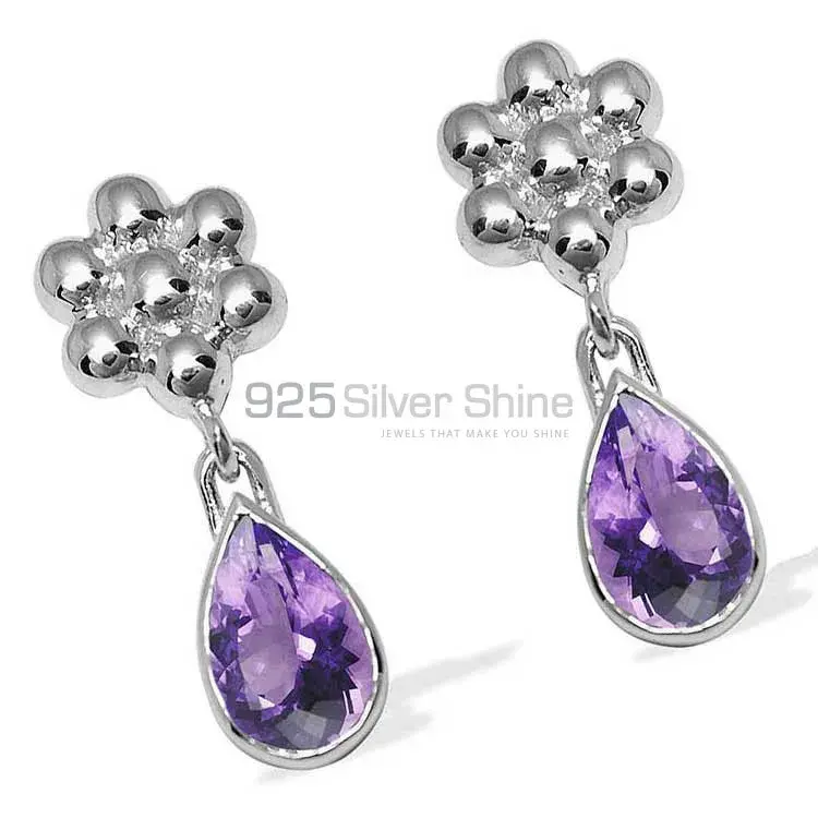 Wholesale 925 Sterling Silver Earrings In Semi Precious Amethyst Gemstone 925SE1029_0
