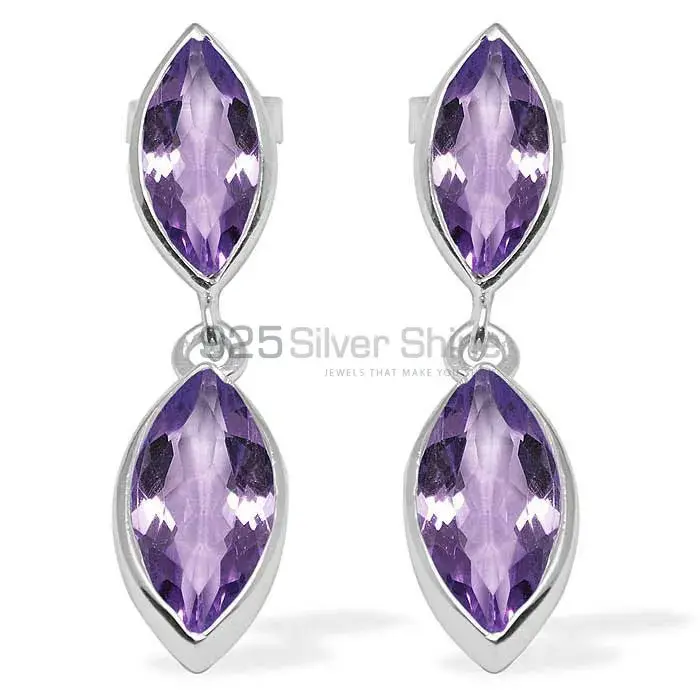 Wholesale 925 Sterling Silver Earrings In Semi Precious Amethyst Gemstone 925SE1108