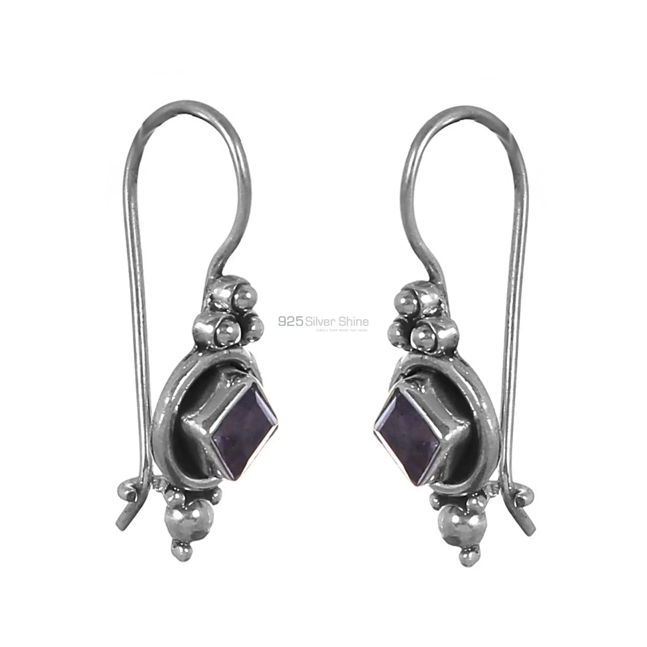 Wholesale 925 Sterling Silver Earrings In Semi Precious Amethyst Gemstone 925SE239_0