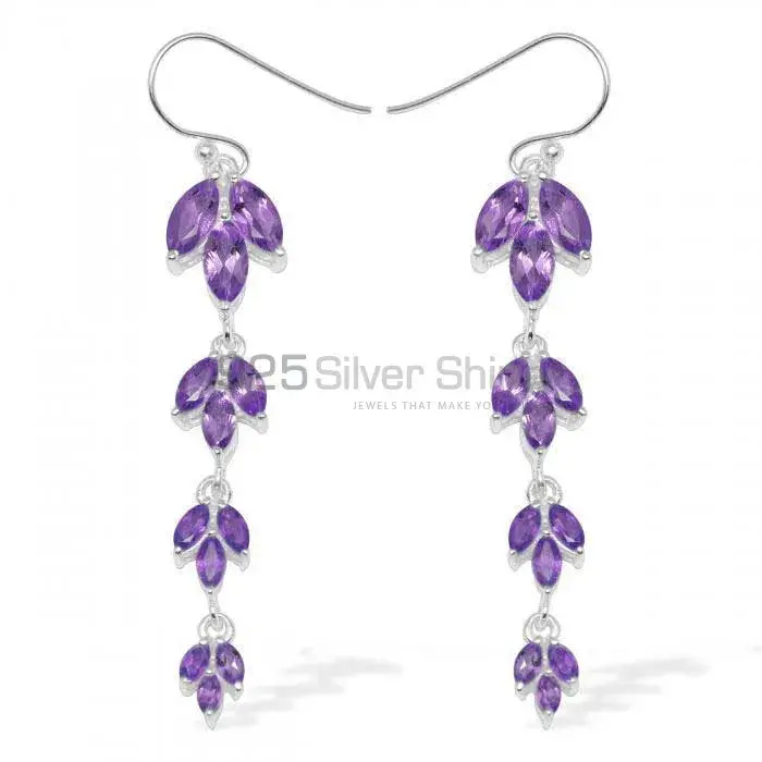 Wholesale 925 Sterling Silver Earrings In Semi Precious Amethyst Gemstone 925SE950