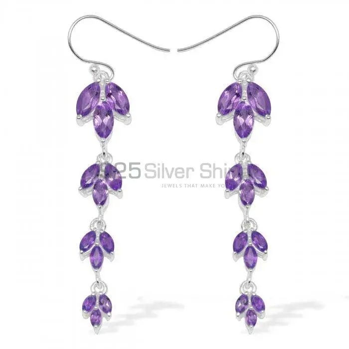 925 Sterling Silver Earrings In Semi Precious Amethyst Gemstone 925SE950_0