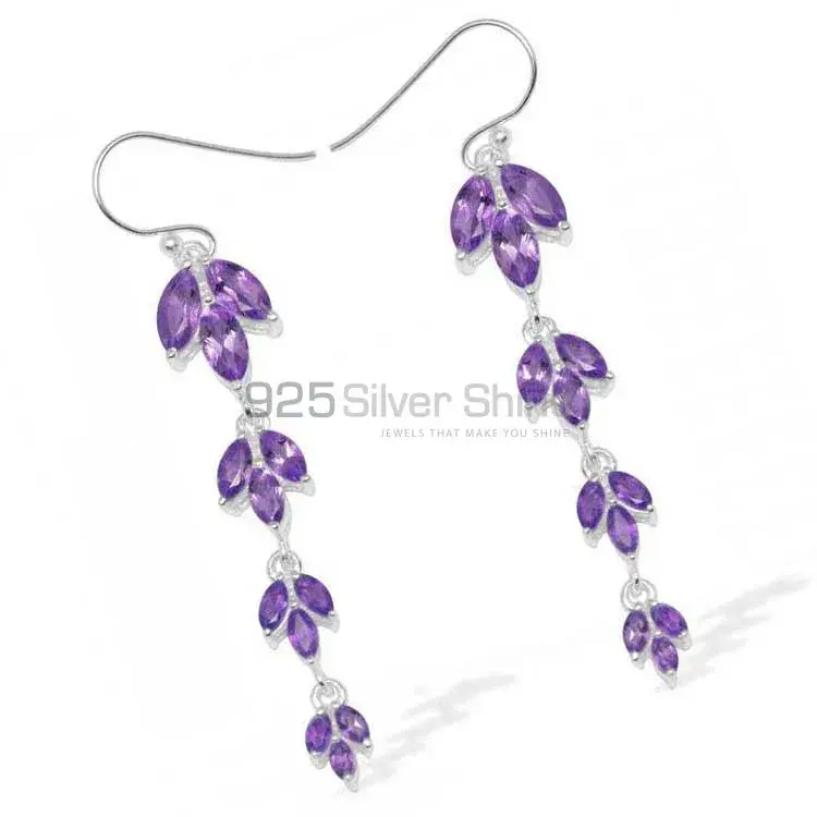 925 Sterling Silver Earrings In Semi Precious Amethyst Gemstone 925SE950_1