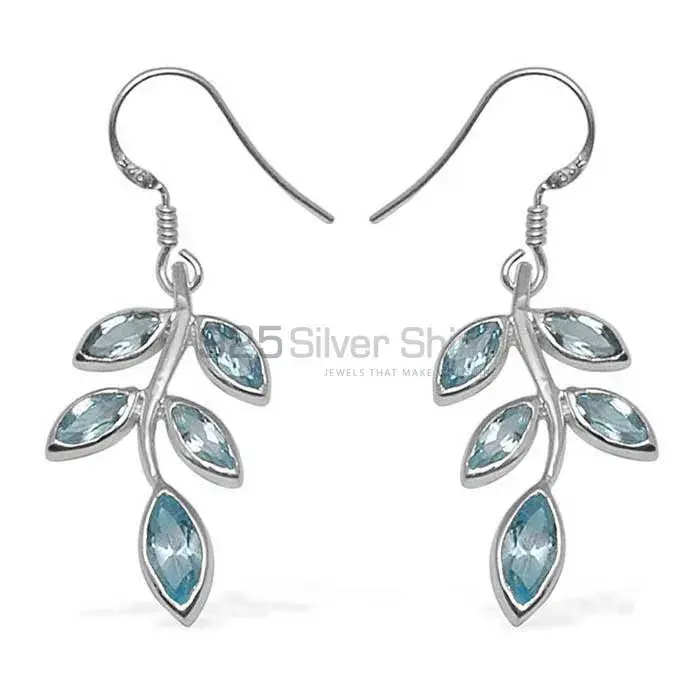 Wholesale 925 Sterling Silver Earrings In Semi Precious Blue Topaz Gemstone 925SE713