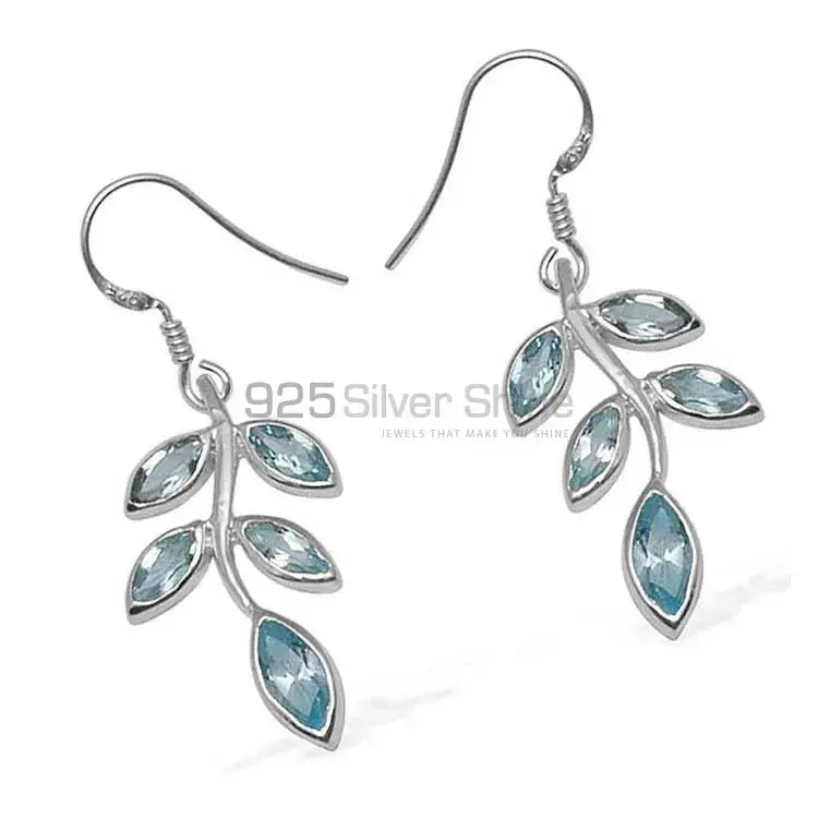 925 Sterling Silver Earrings In Semi Precious Blue Topaz Gemstone 925SE713_1