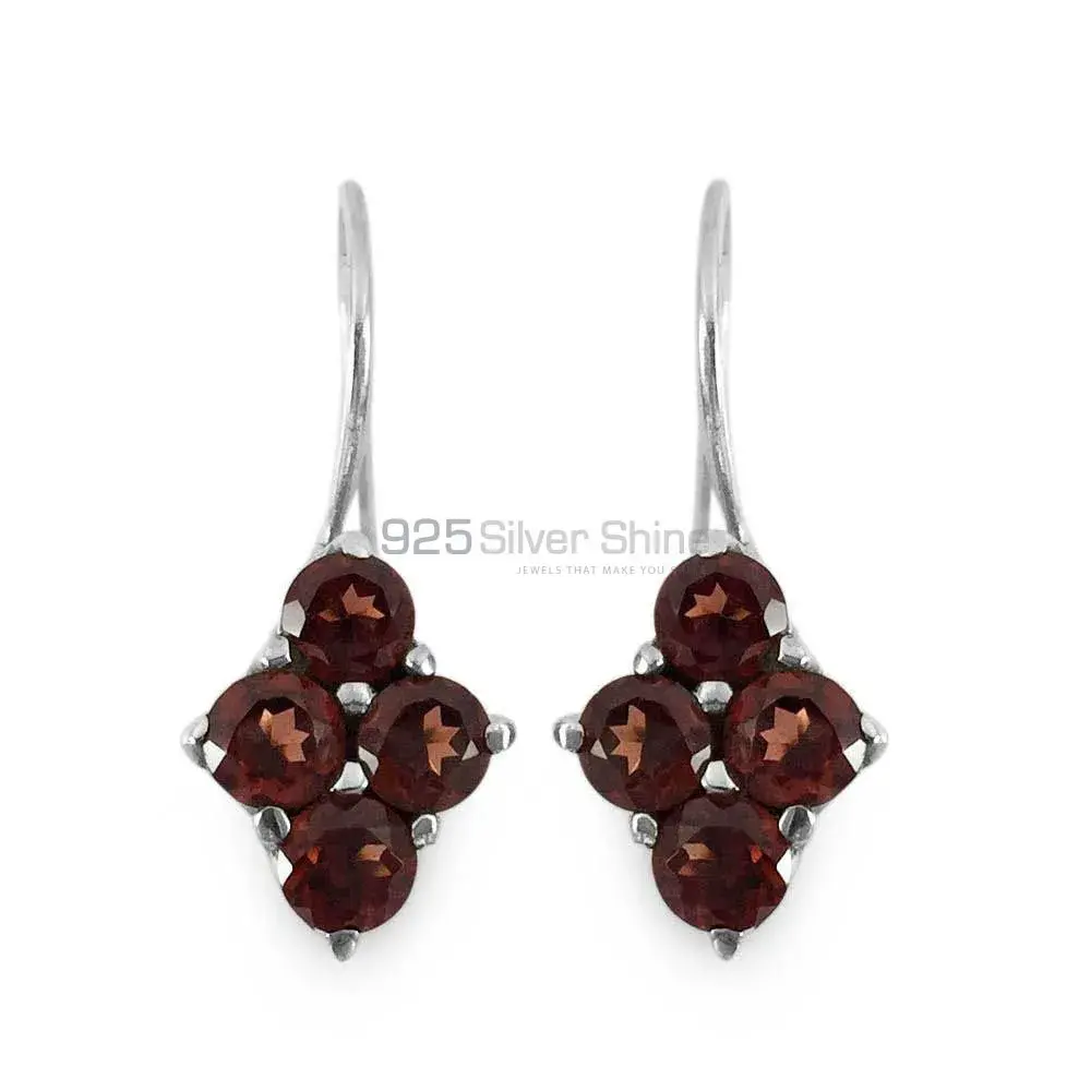 925 Sterling Silver Earrings In Semi Precious Garnet Gemstone 925SE1336_0
