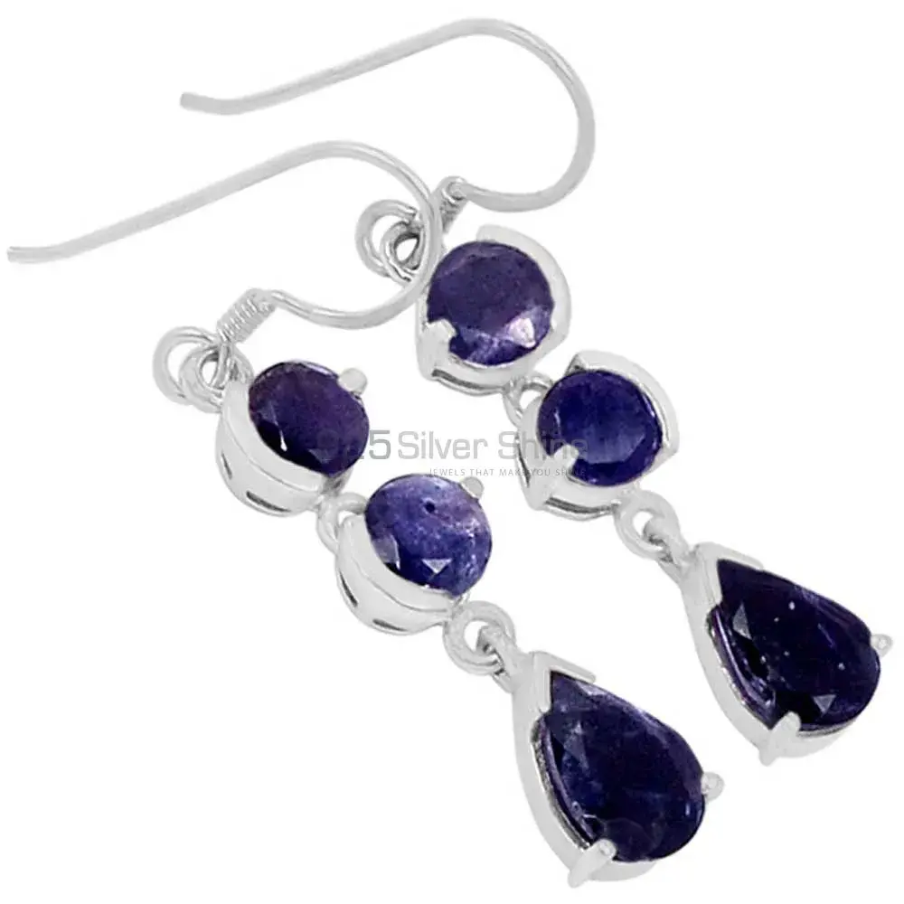 925 Sterling Silver Earrings In Semi Precious Iolite Gemstone 925SE476_0
